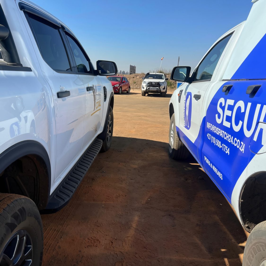 Patrol vehicle at a mine access gate