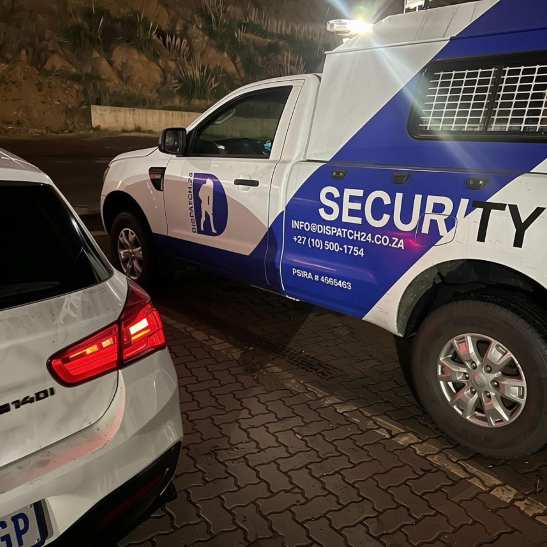 Response vehicle attending a call at night